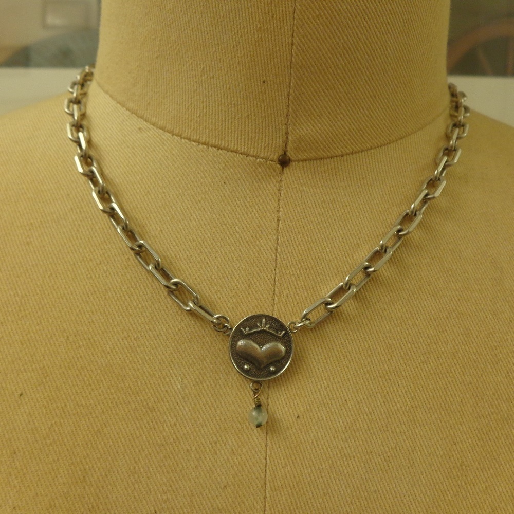 Vintage 90's Silver Chain Necklace with Heart